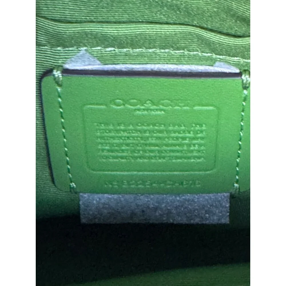 Coach Teri Shoulder Bag With Mini Vintage Rose Print Neon Green - Picture 9 of 10